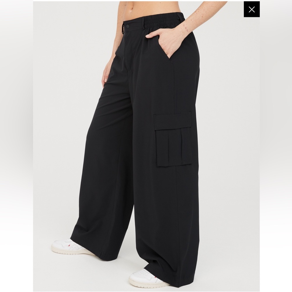 Aerie Offline Black Nylon Cargo Pant